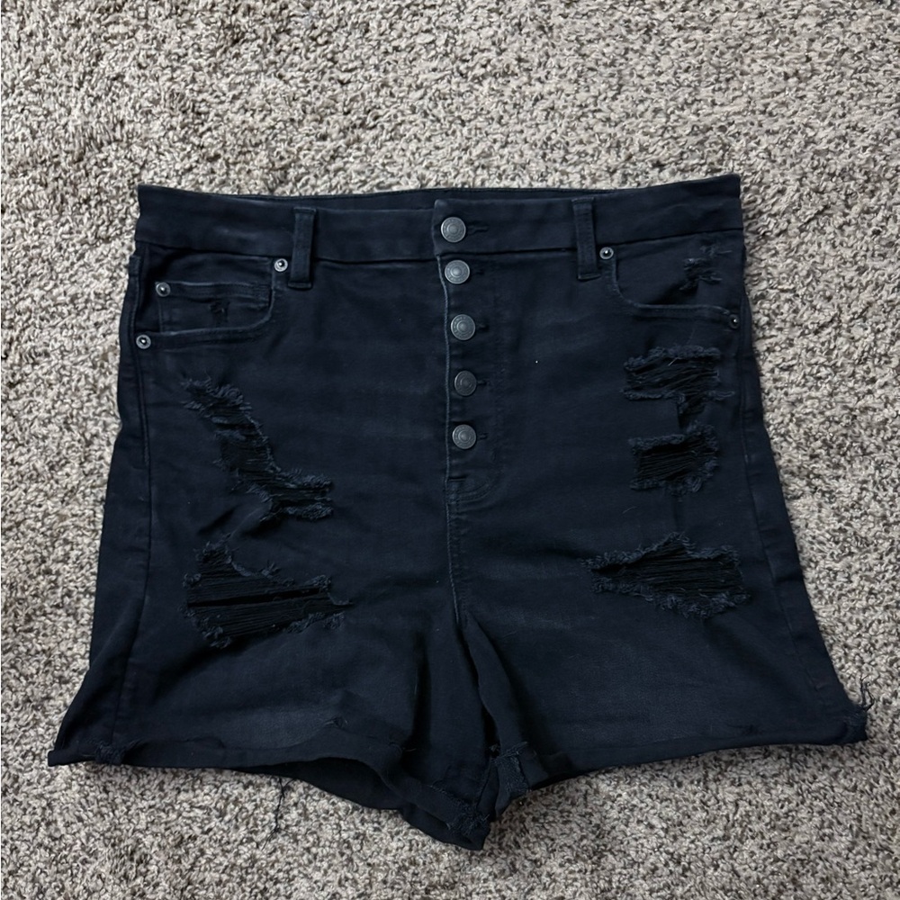 American Eagle Outfitters Black High Waist Denim Shorts